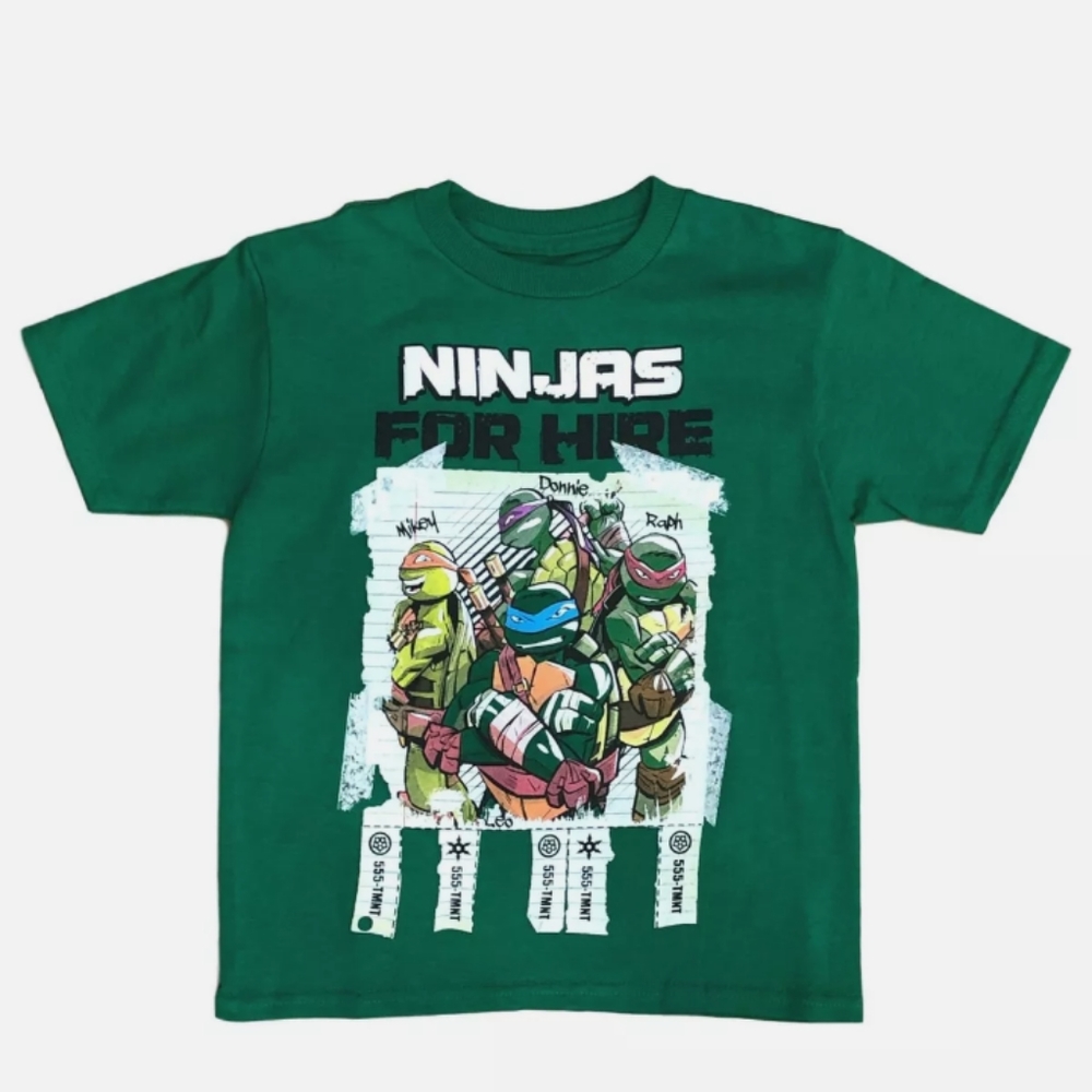 ❤️Green Ninjas For Hire T-Shirt Teenage Mutant Ninja Turtles 